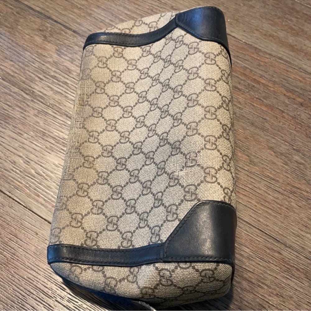 Gucci toiletry bag black beige chrome zipper - Picture 3 of 11